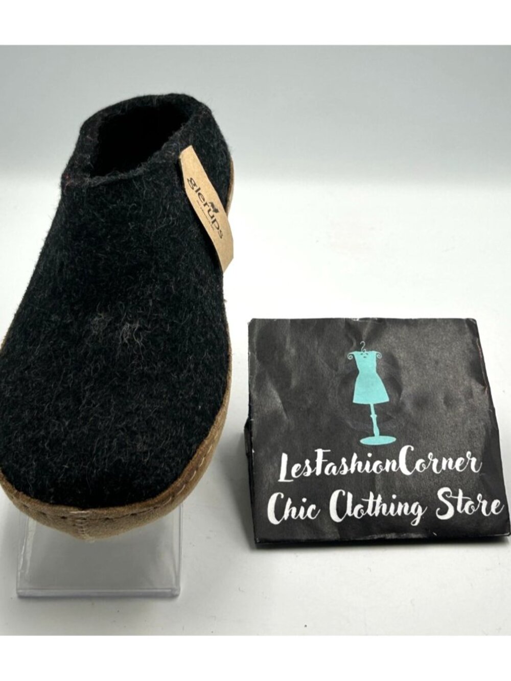 NWT Glerups Women's Black Charcoal Wool Leather Sole Slip-On Slipper Sz 5.5 3283 - Picture 13 of 16
